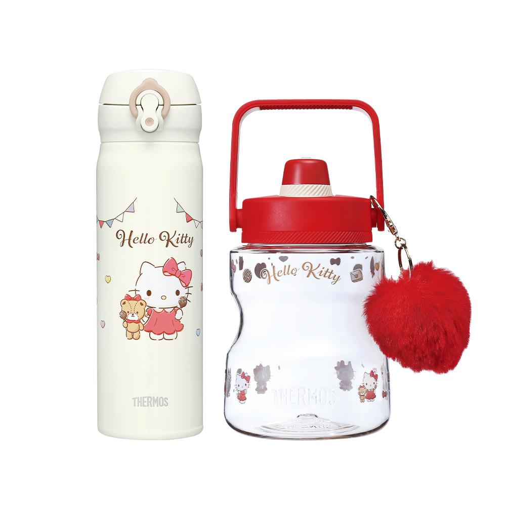 Thermos-【THERMOS膳魔師】Hello Kitty最愛巧克力保溫瓶+冷水瓶優惠組