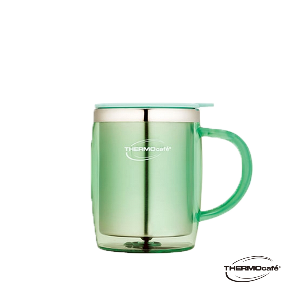 【THERMOcafe' 凱菲】不銹鋼隔溫杯350ml-粉綠色