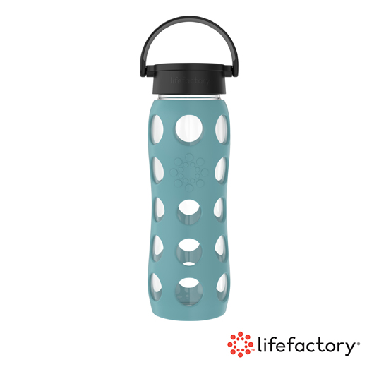 【Lifefactory】玻璃水瓶平口650ml-水藍色