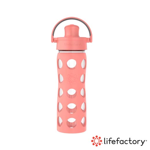 【Lifefactory】玻璃水瓶掀蓋475ml-哈密瓜橘 