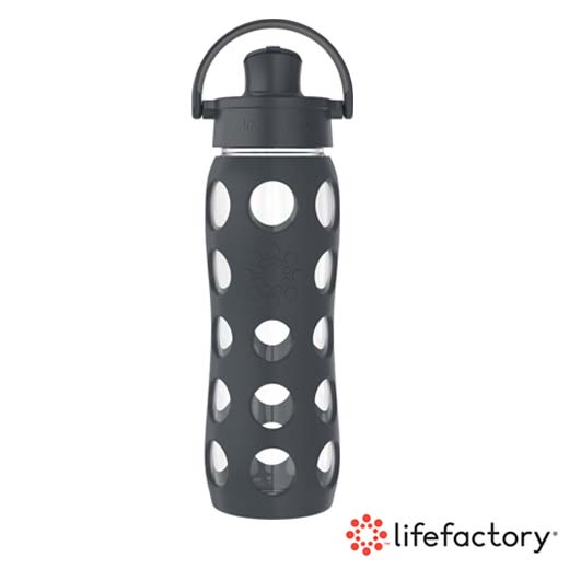 【Lifefactory】玻璃水瓶掀蓋650ml-黑