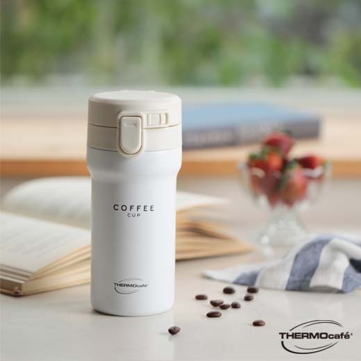 【THERMOcafe' 凱菲】不鏽鋼真空保溫瓶370ml-咖啡白