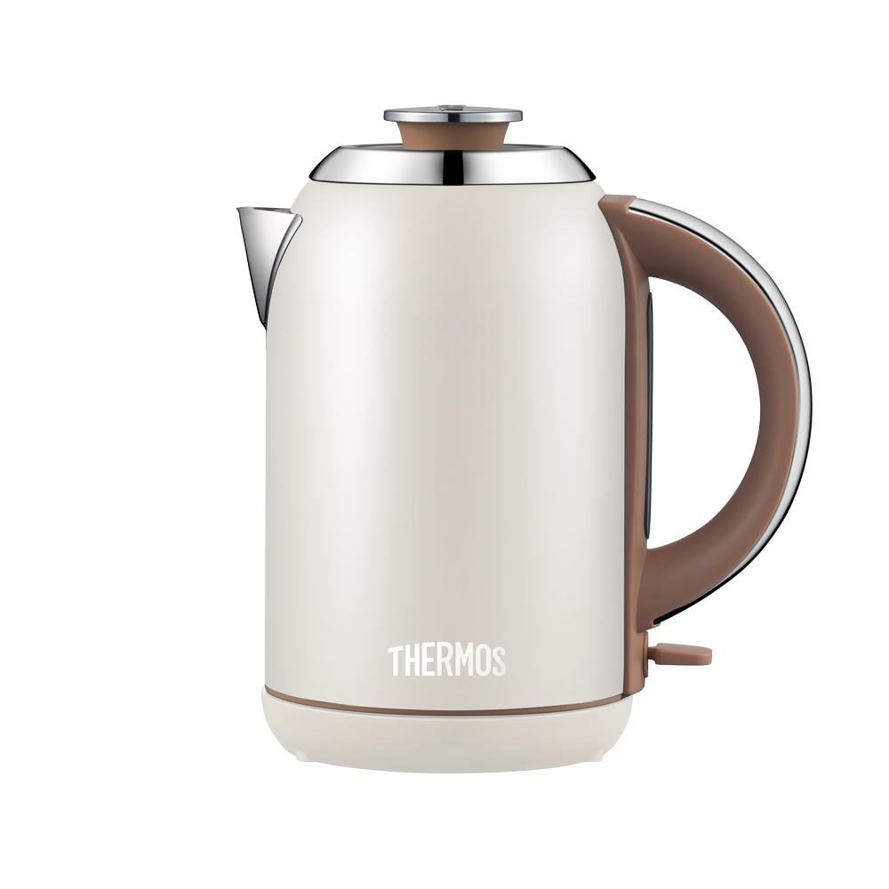 【THERMOS膳魔師】不銹鋼電熱水壺1700ml_奶昔白