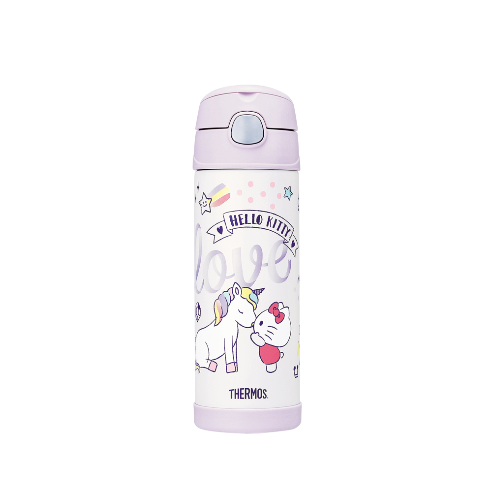 【THERMOS膳魔師】不銹鋼真空兩用保冷瓶_F4021CKT系列_470ml_Hello Kitty獨角獸篇