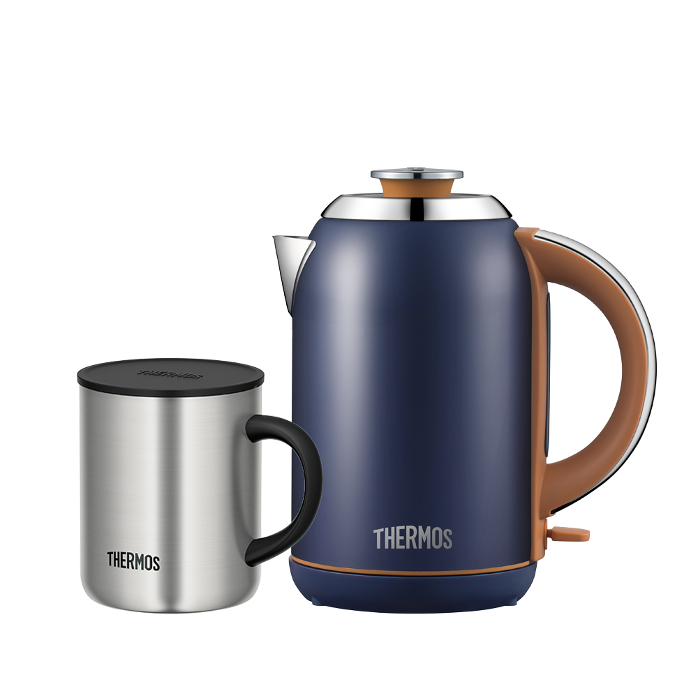 【THERMOS膳魔師】不銹鋼電熱水壺1700ml_瑪瑙藍【活動專區商品】