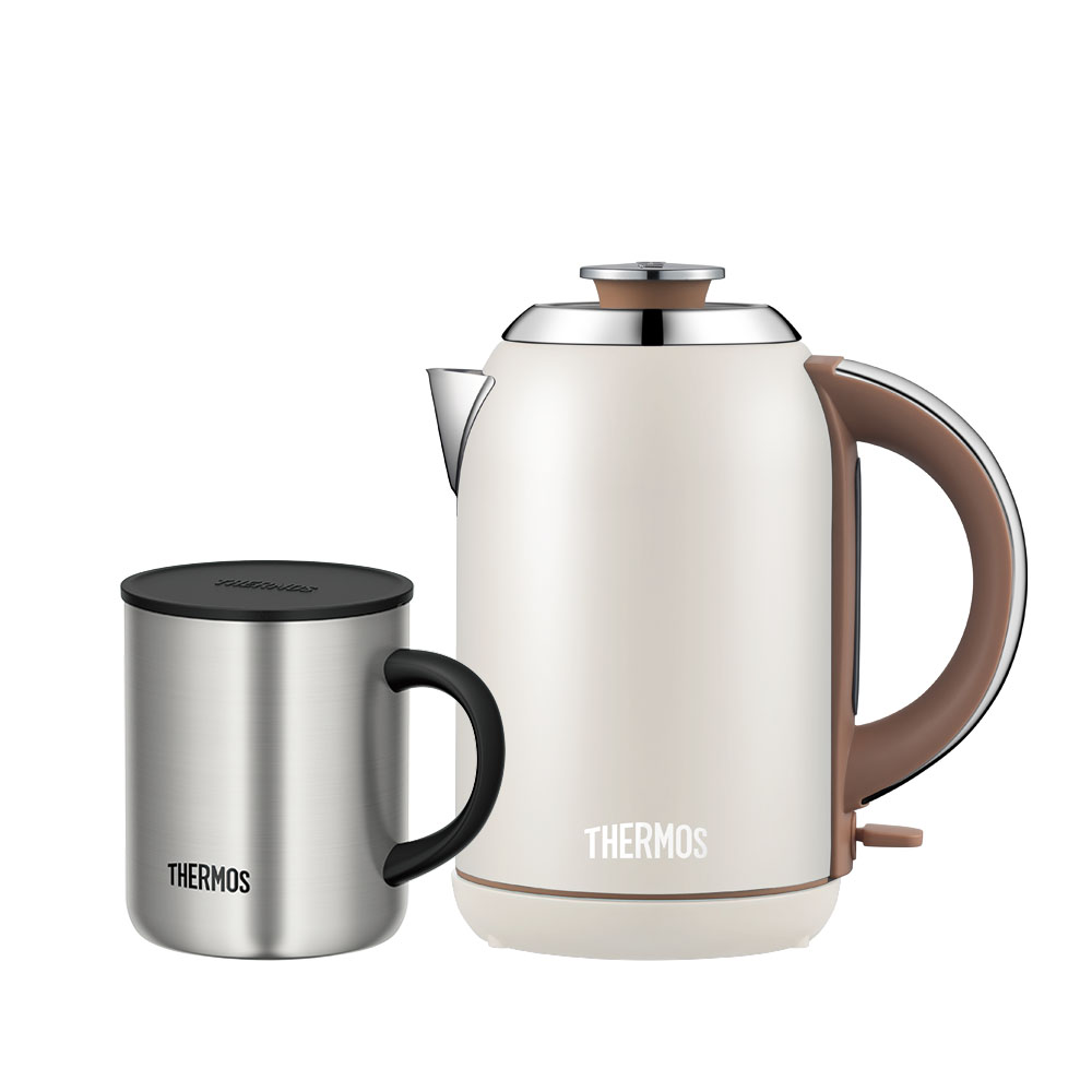 【THERMOS膳魔師】不銹鋼電熱水壺1700ml_奶昔白【活動專區商品】