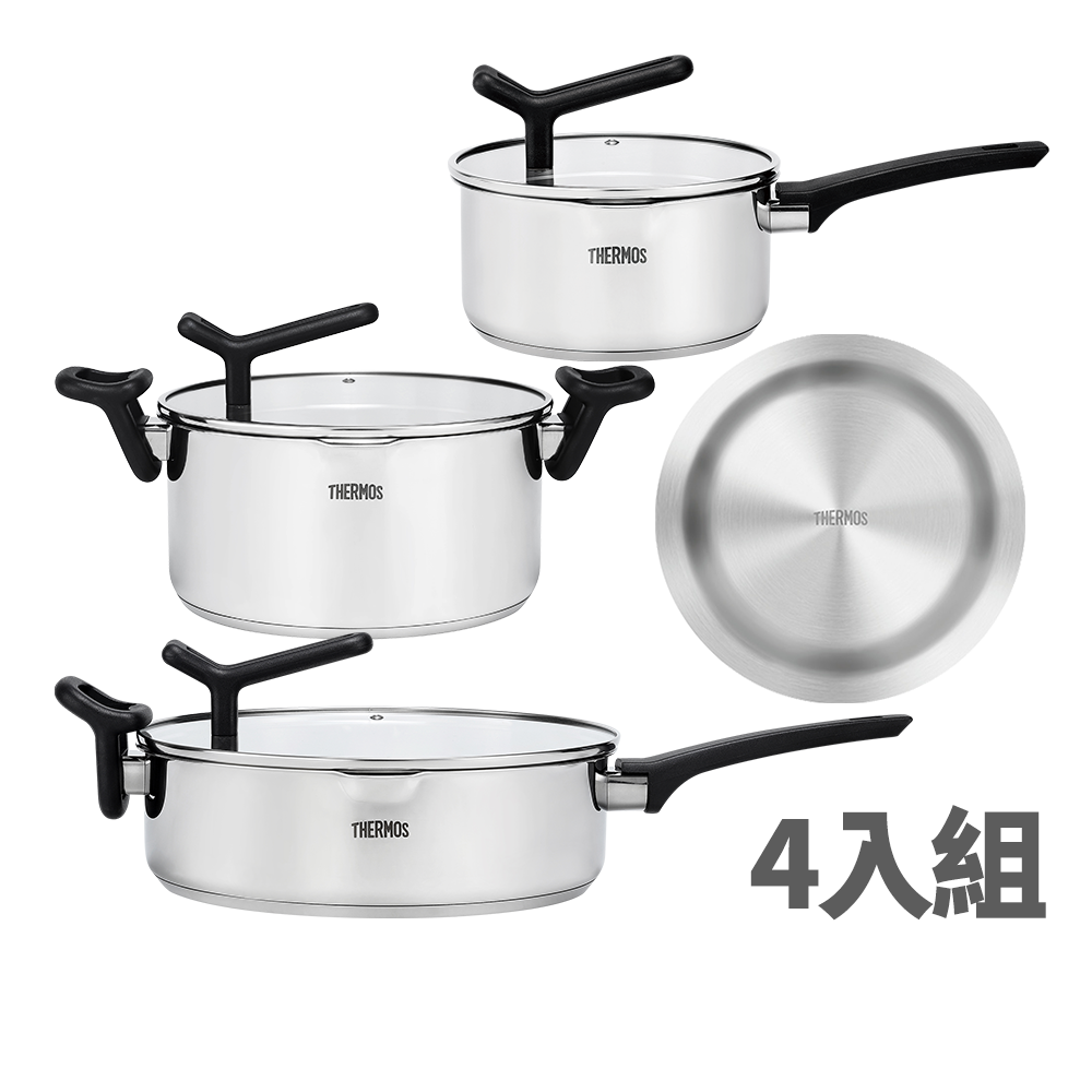 【THERMOS膳魔師】捷利不銹鋼鍋_FND系列_單柄附蓋深煎鍋28cm【活動專區商品】