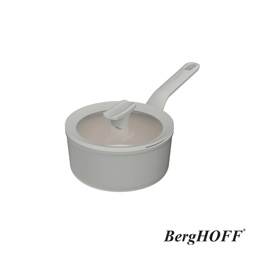 【BergHOFF貝高福】Balance陶瓷塗層不沾鍋系列_單柄含蓋湯鍋_18cm_月霧灰