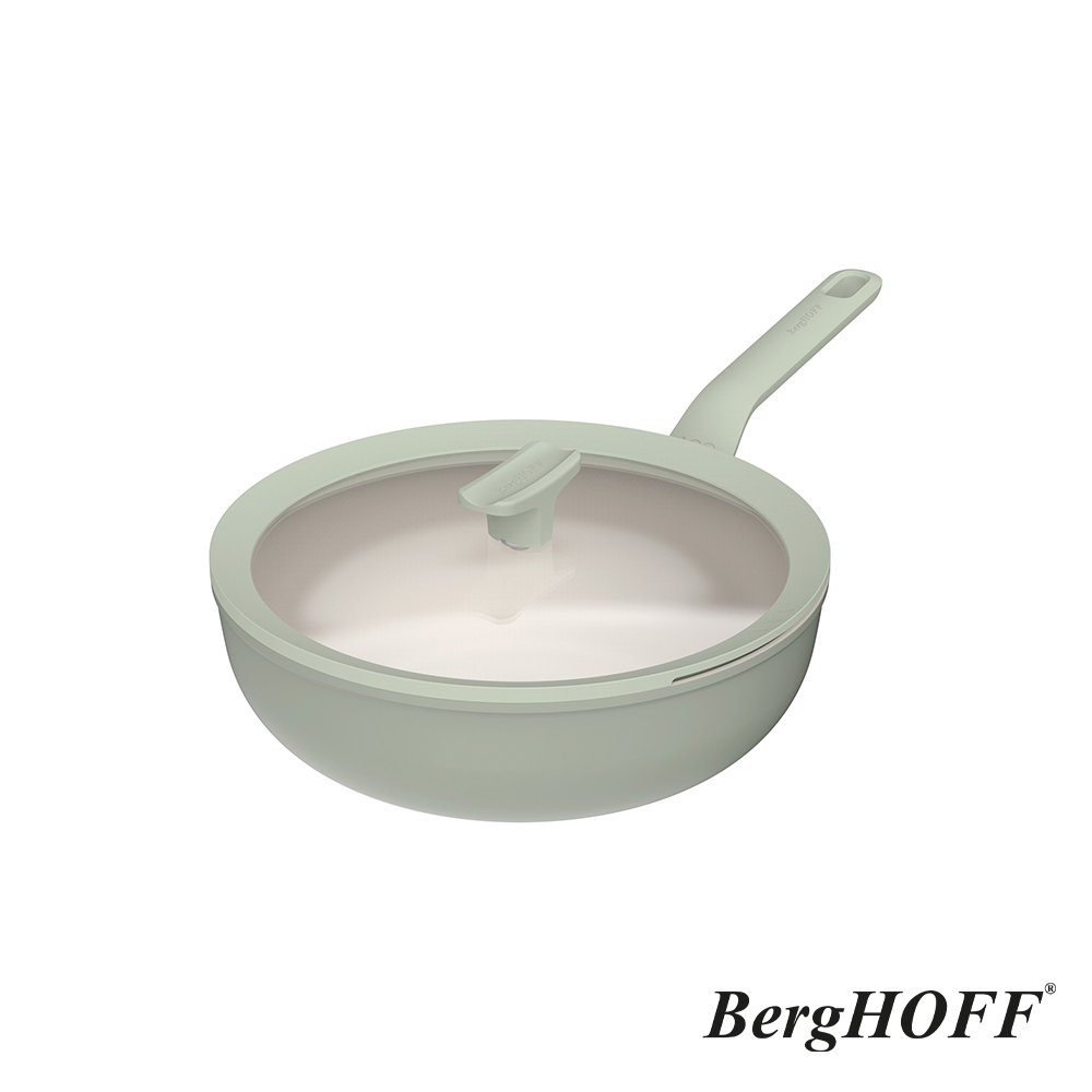 【BergHOFF貝高福】Balance陶瓷塗層不沾鍋系列_單柄含蓋炒鍋_28cm_鼠尾草綠