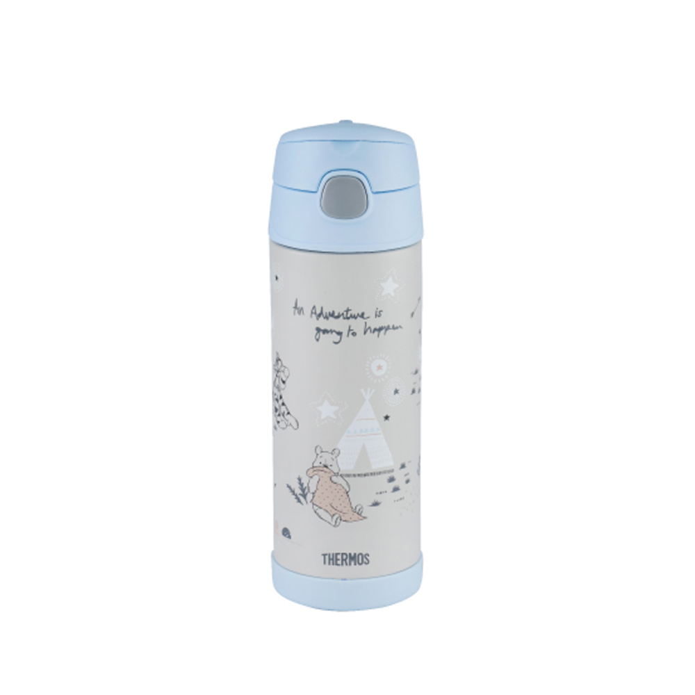 【THERMOS膳魔師】不銹鋼真空兩用保冷瓶_F4021CWP系列_470ml_小熊維尼星空露營篇