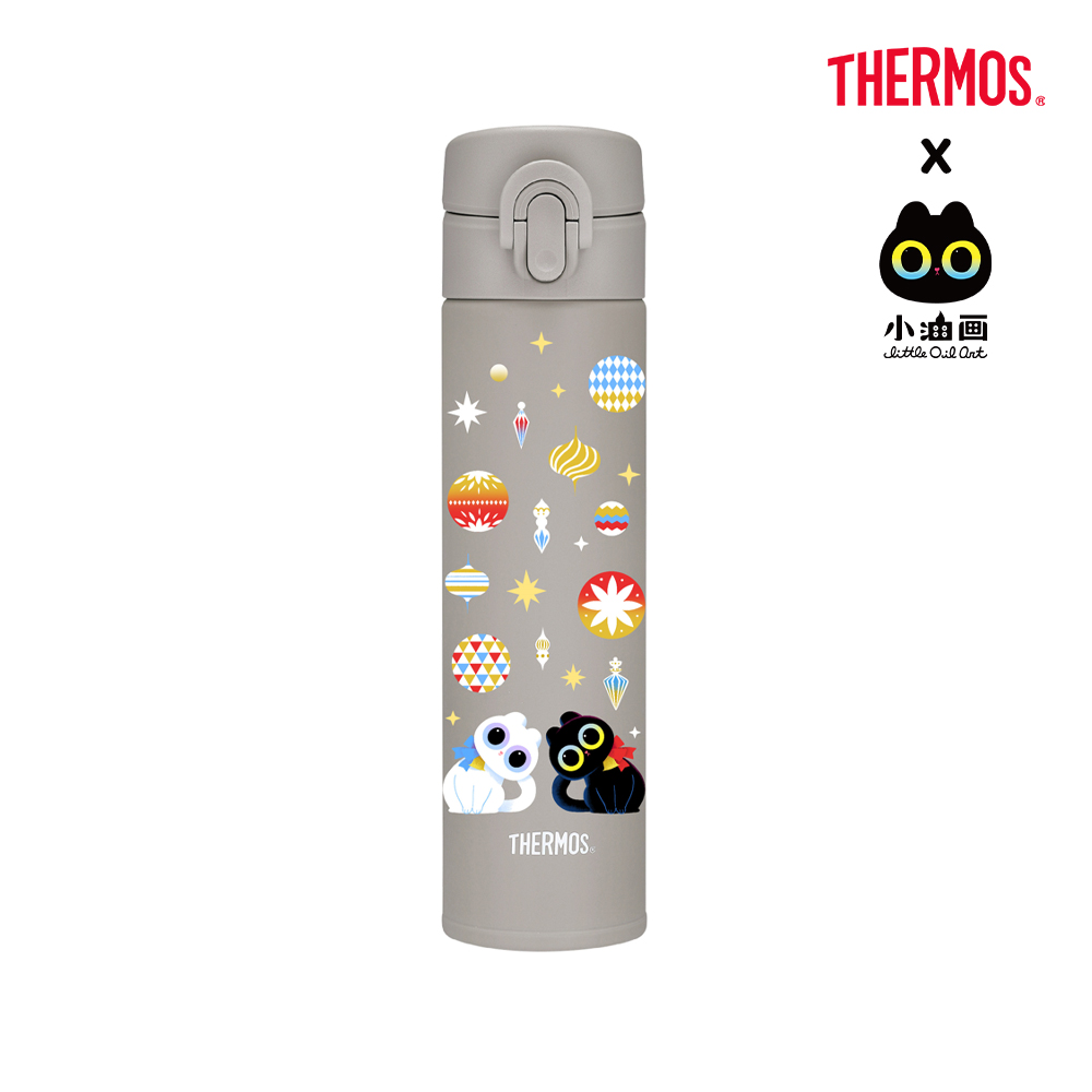 【THERMOS膳魔師】保溫瓶_JNI-403系列_400ml_小油画聖誕吊飾