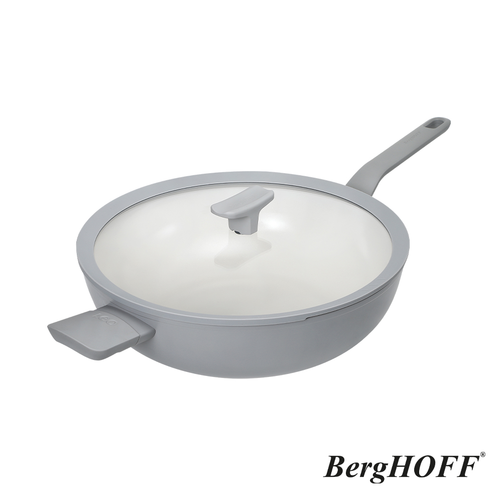 【BergHOFF貝高福】Balance陶瓷塗層不沾鍋系列_單柄含蓋炒鍋_32cm_月霧灰