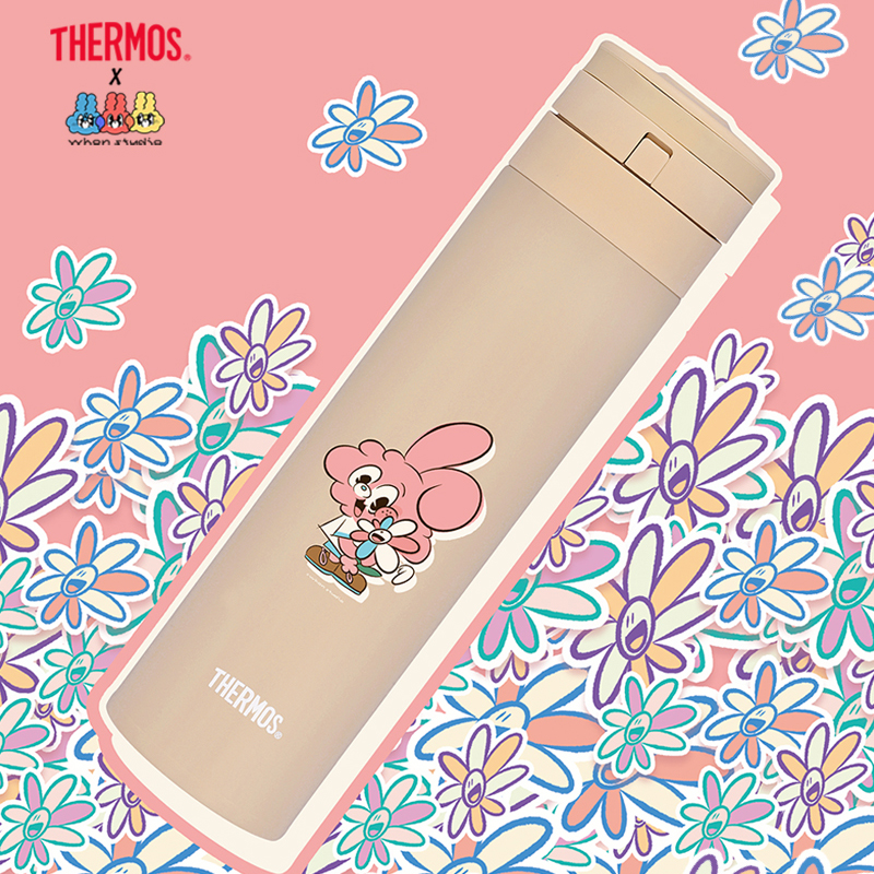 【THERMOS膳魔師】保溫瓶_JNS-454系列_450ml_緩緩歡樂小花