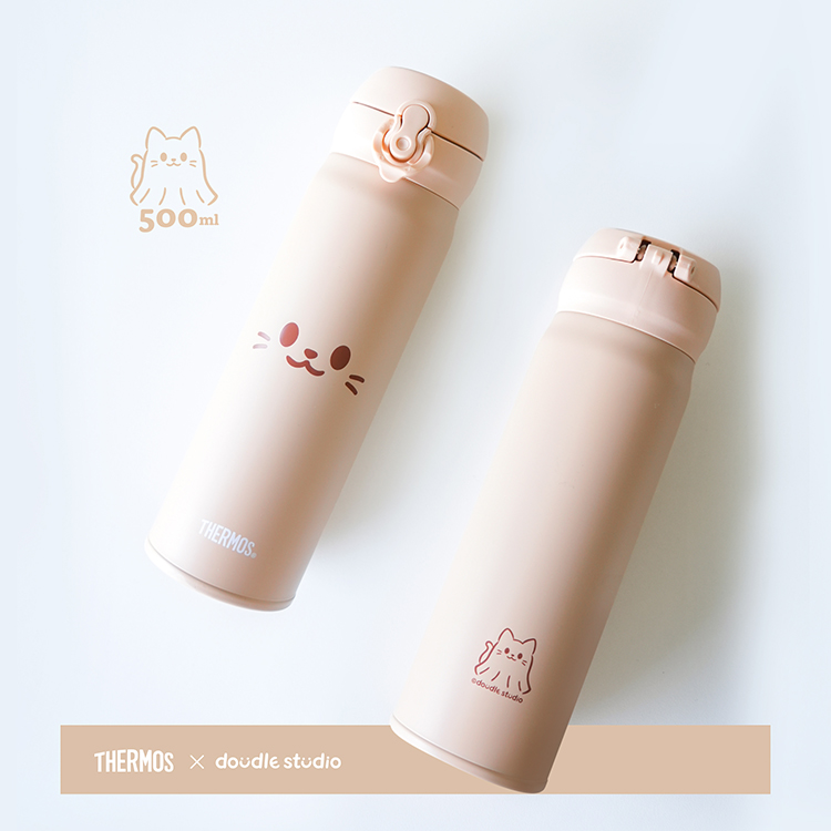 【THERMOS膳魔師】保溫瓶_JNL-504系列_500ml_靈魂喵喵大臉魂