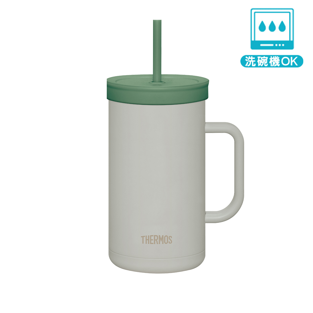 【THERMOS膳魔師】不銹鋼真空吸管杯_TKHA系列_1000ml_灰