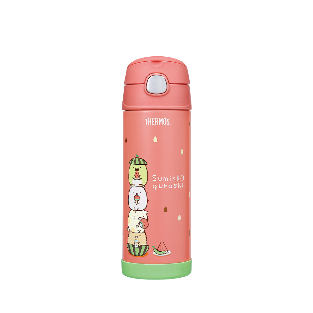 【THERMOS膳魔師】不銹鋼真空兩用保冷瓶_F4021CSG系列_470ml_角落小夥伴西瓜篇