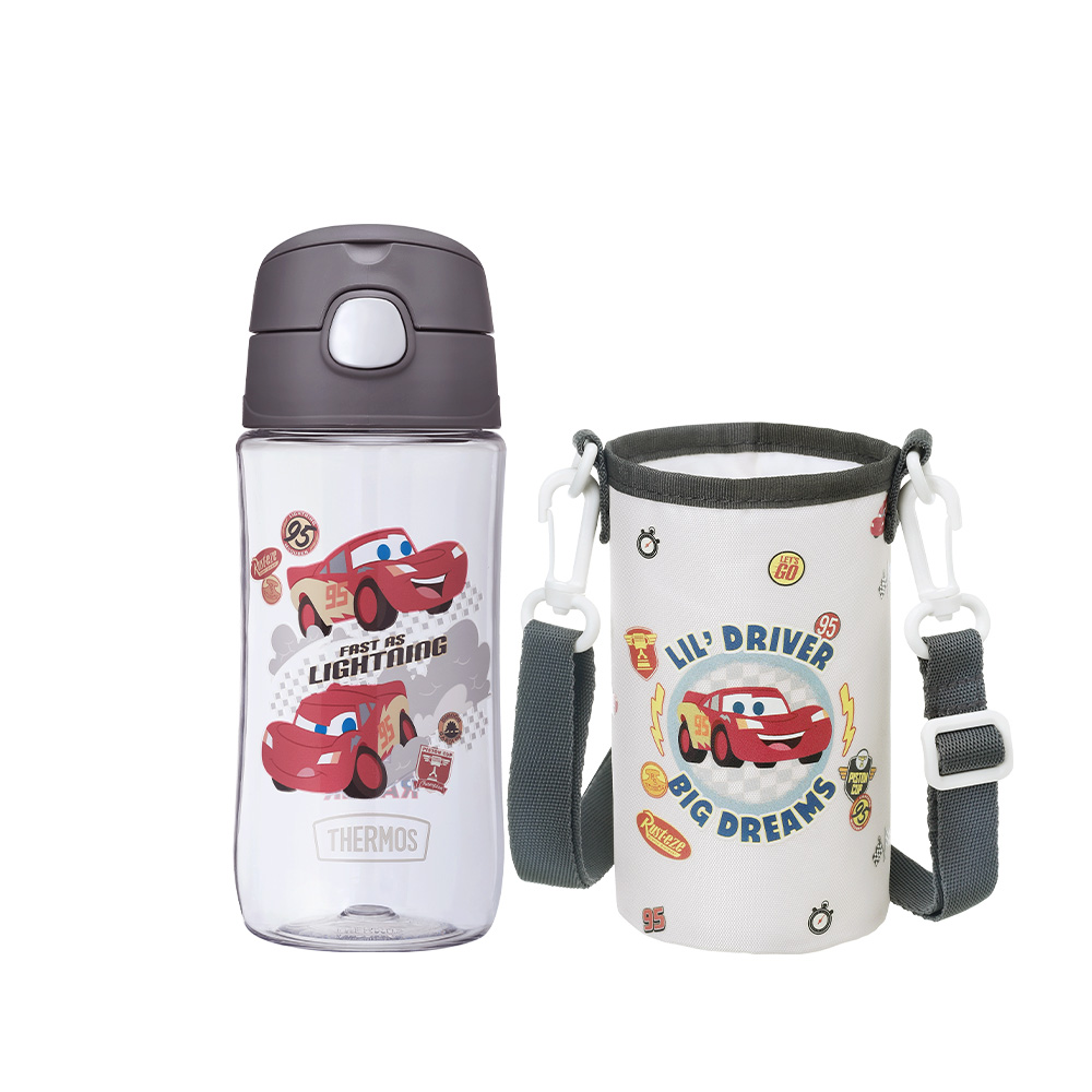 【THERMOS膳魔師】輕水瓶_GP4040系列_470ml_Cars汽車總動員(附揹袋)