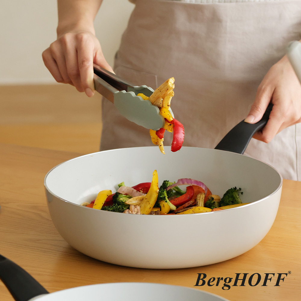 【BergHOFF貝高福】Glints陶瓷塗層不沾鍋系列_單柄炒鍋_28cm_晶曜白