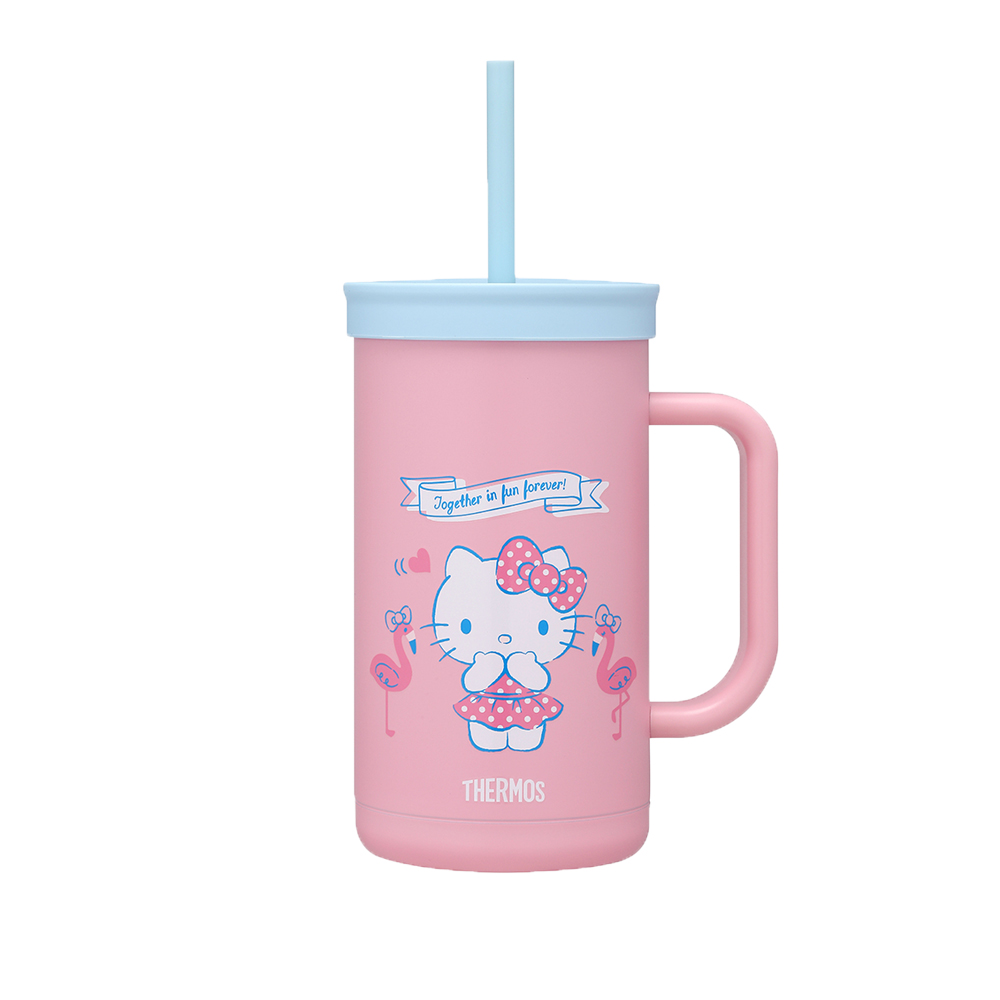 【THERMOS膳魔師】不銹鋼真空吸管杯_TKHA系列_720ml_Hello Kitty夏日貝殼篇