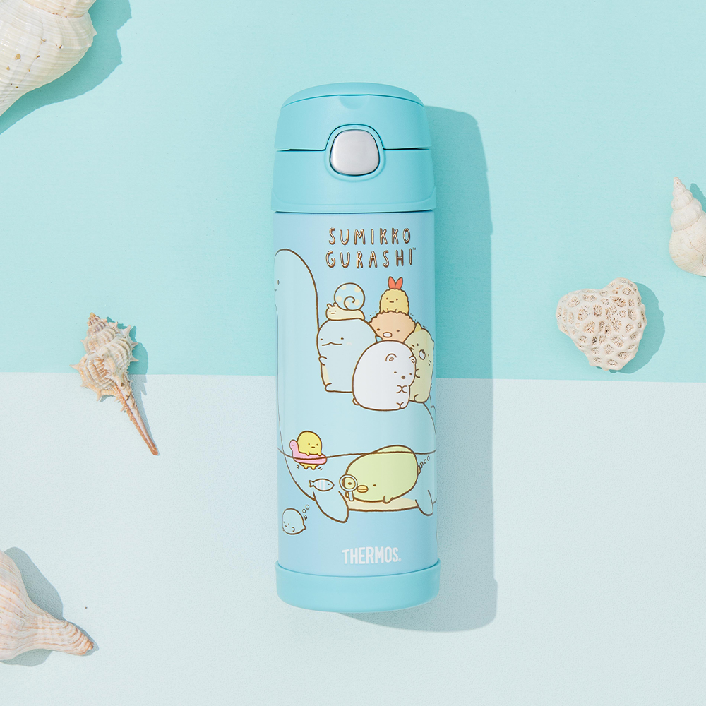 【THERMOS膳魔師】不銹鋼真空兩用保冷瓶_F4021CSG系列_470ml_角落小夥伴海洋篇