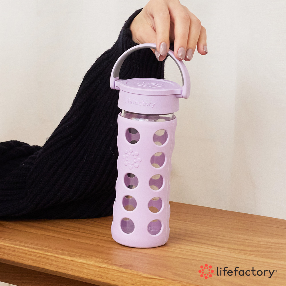 【Lifefactory】平口玻璃水瓶350ml_淡紫色