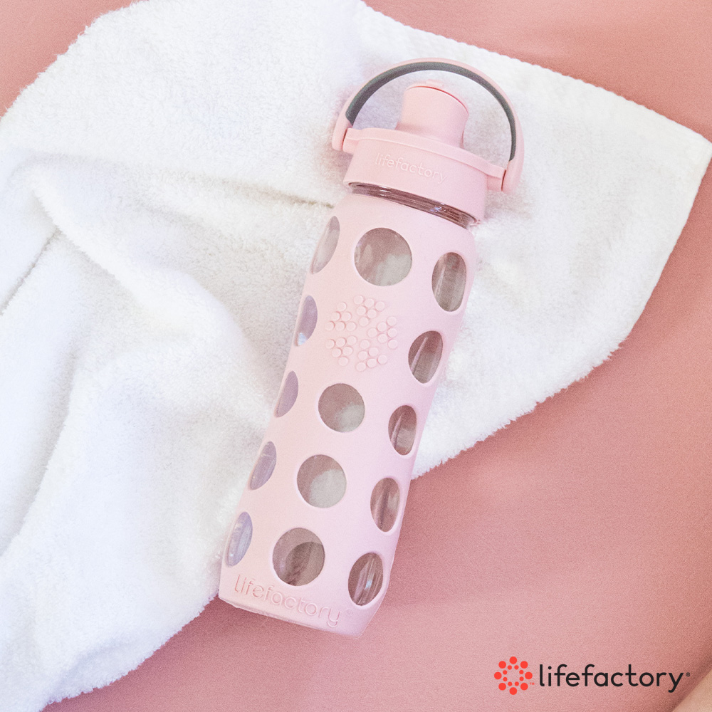 【Lifefactory】玻璃水瓶掀蓋475ml-玫瑰粉