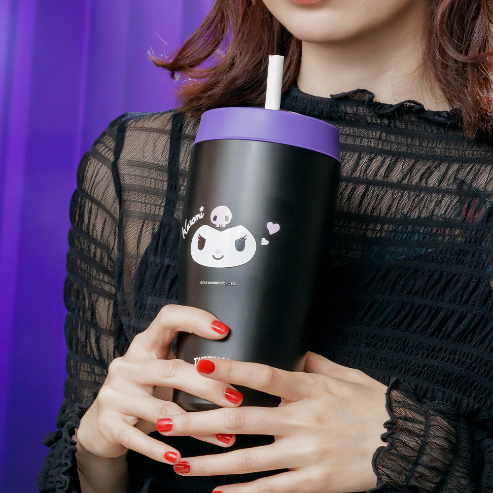 【THERMOS膳魔師】不鏽鋼真空吸管隨行瓶_TS405系列_650ml_酷洛米笑臉