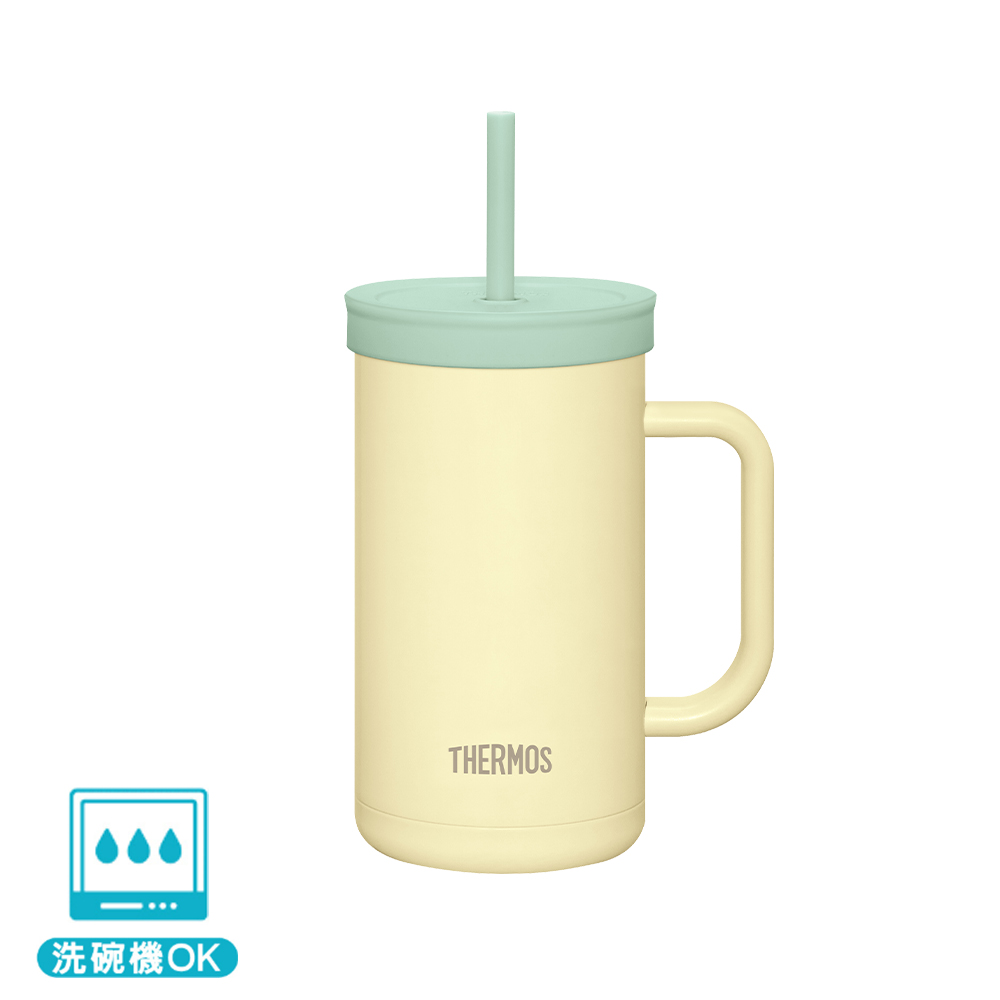 【THERMOS膳魔師】不銹鋼真空吸管杯_TKHA系列_720ml_奶油黃