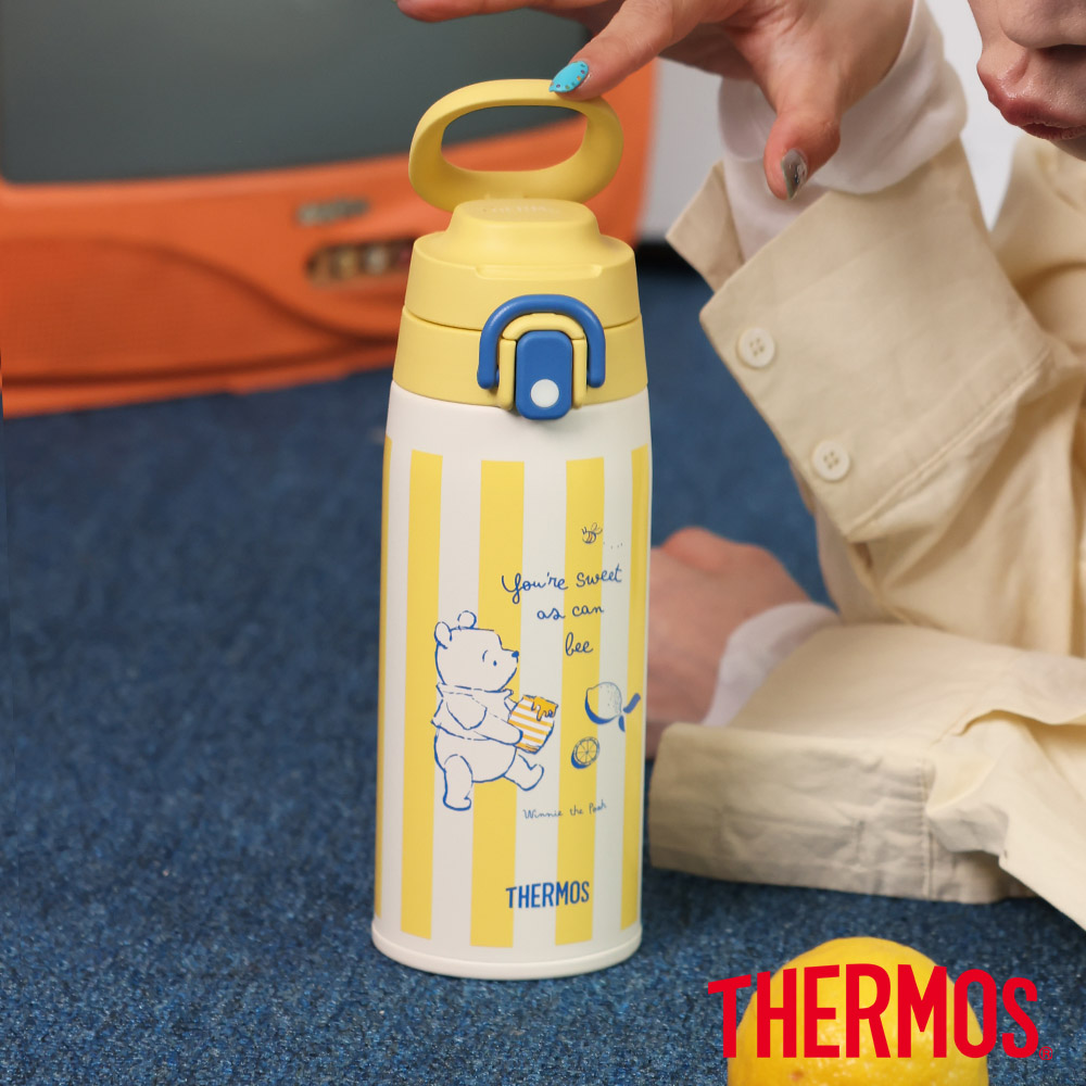 【THERMOS膳魔師】不銹鋼真空保溫瓶_550ml_小熊維尼100週年紀念款(檸檬篇)